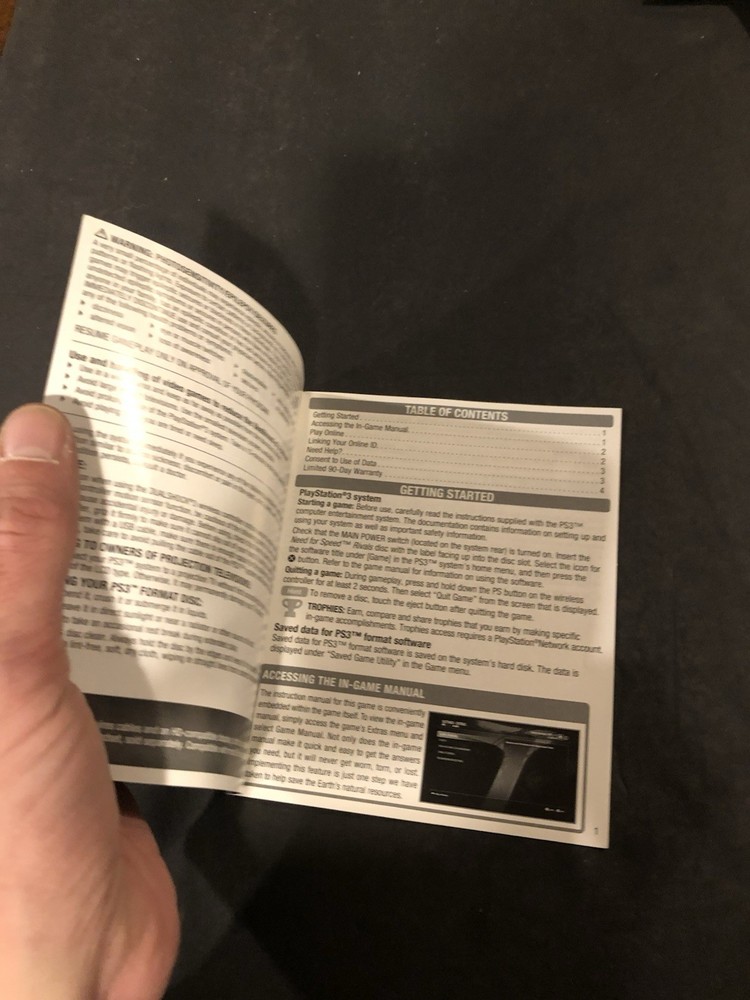 need for speed rivals ps3 Manual insert only