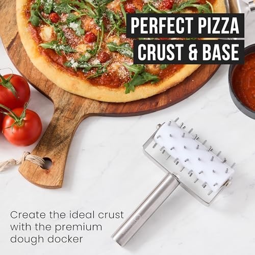 Stainless Steel Pizza Dough Docker Roller - Essential Kitchen Tool for Crackers,