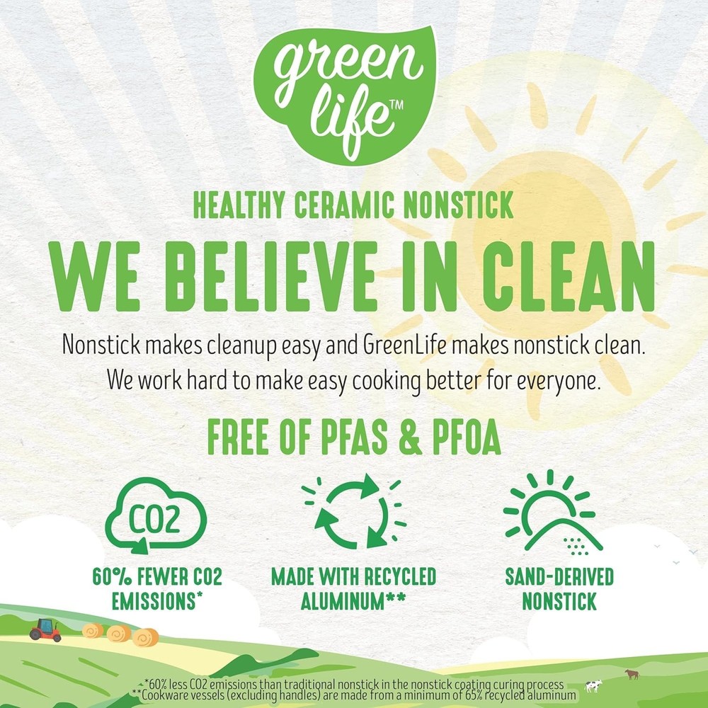 16-Piece Nonstick Ceramic Cookware Set, Red