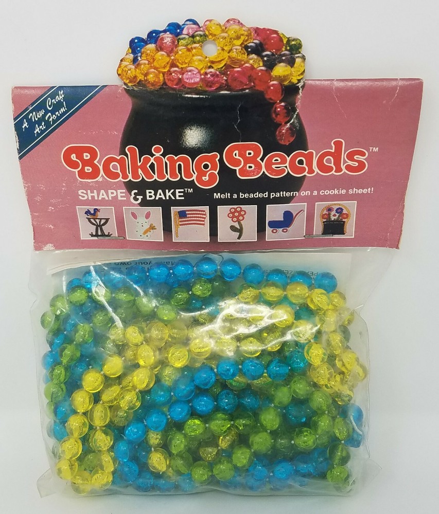 Vintage Plastic Baking Beads Shape & Bake Beading Craft Kit 1970's Coast Bead