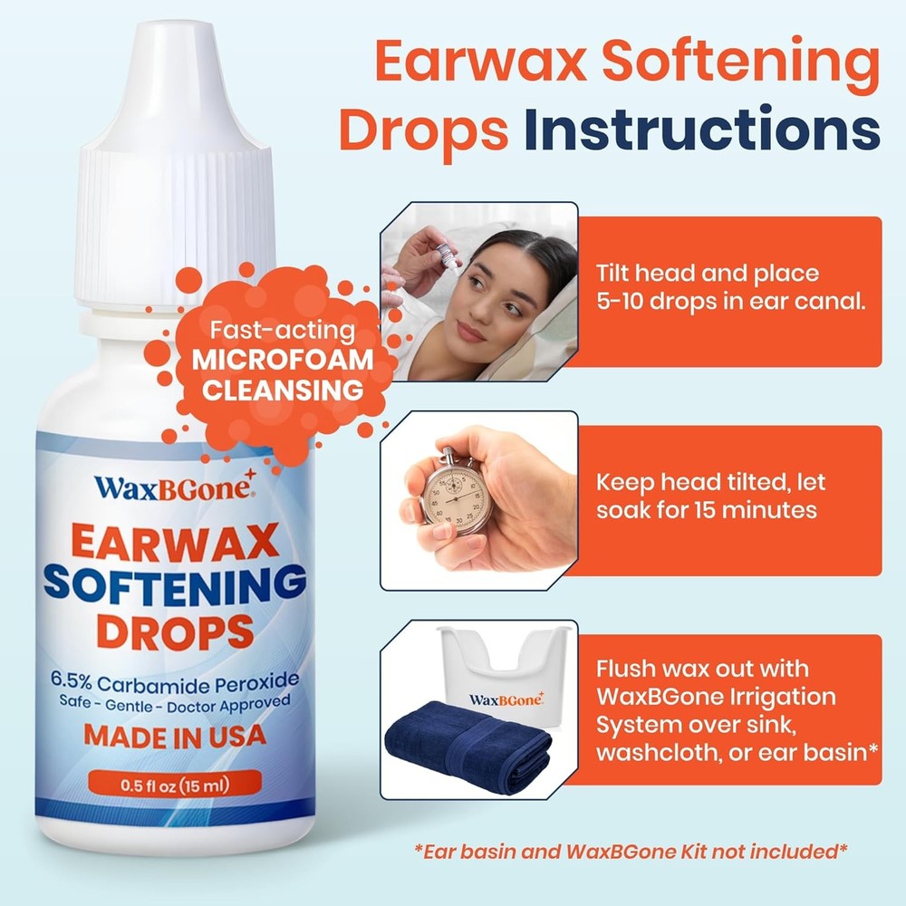 WaxBgone Ear Wax Removal Drops - Dissolves with Gentle Foaming...