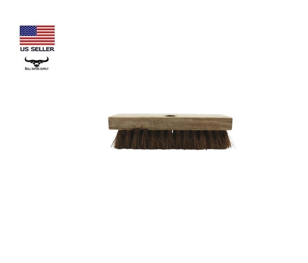 Natural Bristle Wood Deck 7.5" Scrub Brush Standard Threaded Pole Socket