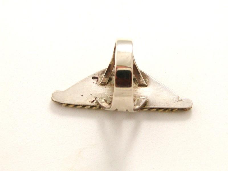 Native American & Silver Coral Onyx Turquoise Ring
