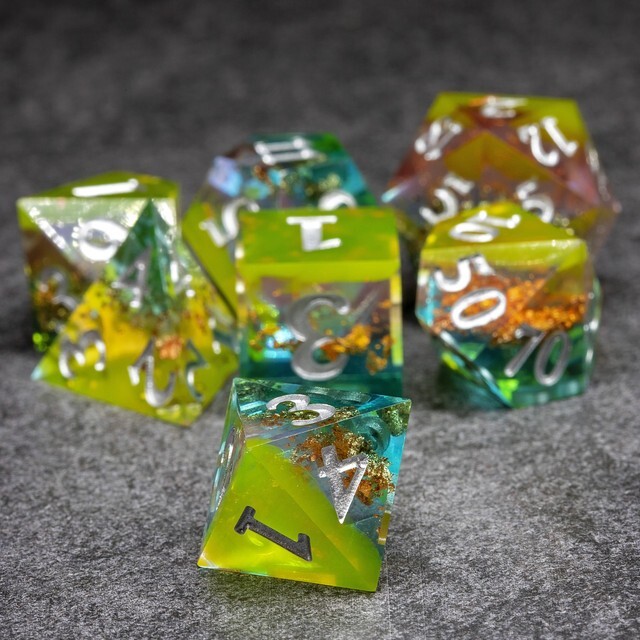 Sage's Enchanted Crystals Dreams - Sharp Edge Resin Polyhedral Dice Set