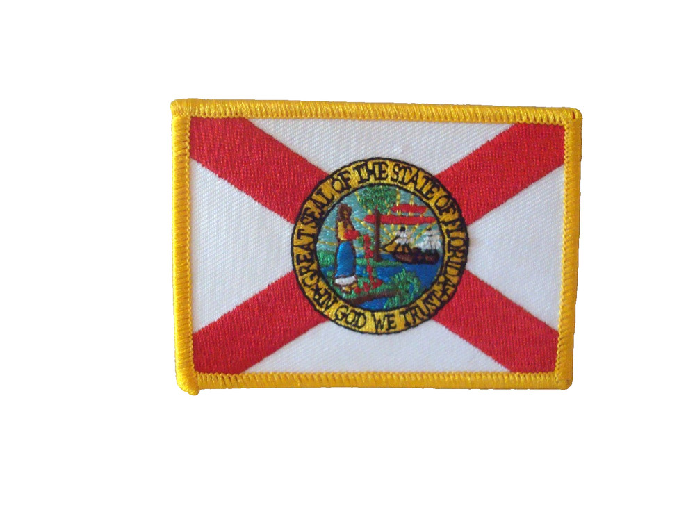 FLORIDA STATE FLAG    IRON ON  EMBROIDERED PATCH 3&1/2 X2&1/2 inch