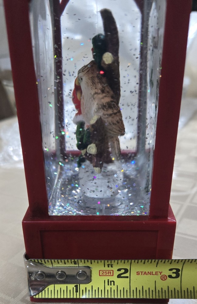 Lighted Red Cardinal Snow Globe Christmas Holiday Lantern