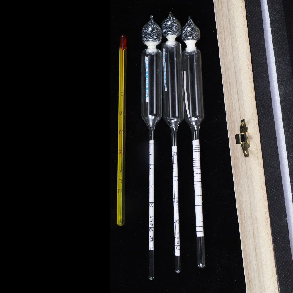 3 x Proof Tralle Spirit Distill Alcohol Scale 100% Hydrometer w/ Thermometer&Jar