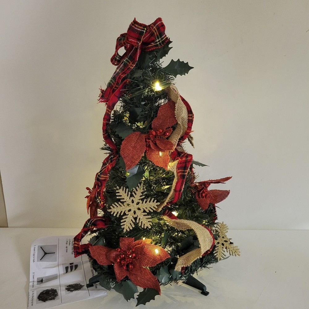Barbara King 24" Illuminated Tabletop Pop-Up Tree Red