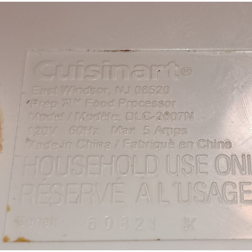 Cuisinart Prep 7 Food Processor DLC-2007N Work Bowl Lid Only Replacement Part