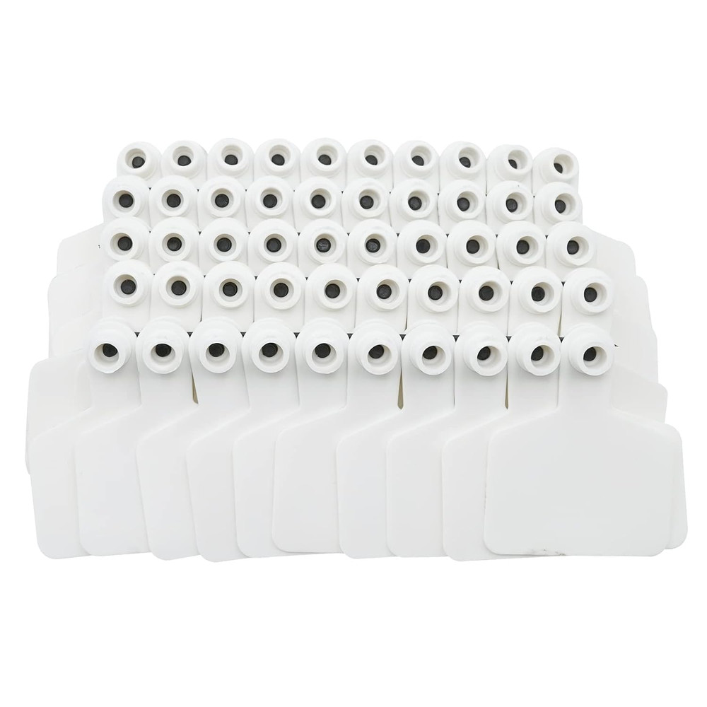 Cattle Ear Tags 100 Pieces Livestock Identification Labels (White)