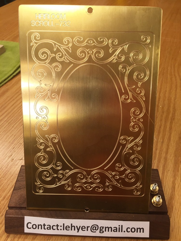 MASTER HEIRLOOM SCROLL WORK SOLID BRASS ENGRAVING PLATE FOR NEW HERMES FONT TRAY