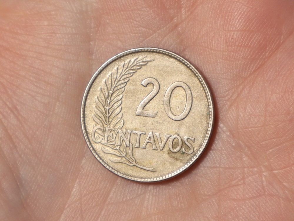1918 Peru 20 Centavos Coin #TT21