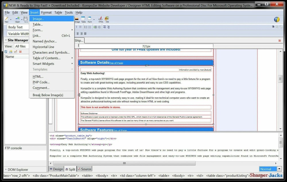 KompoZer Website Developer / Designer HTML Editing Software for Windows on USB