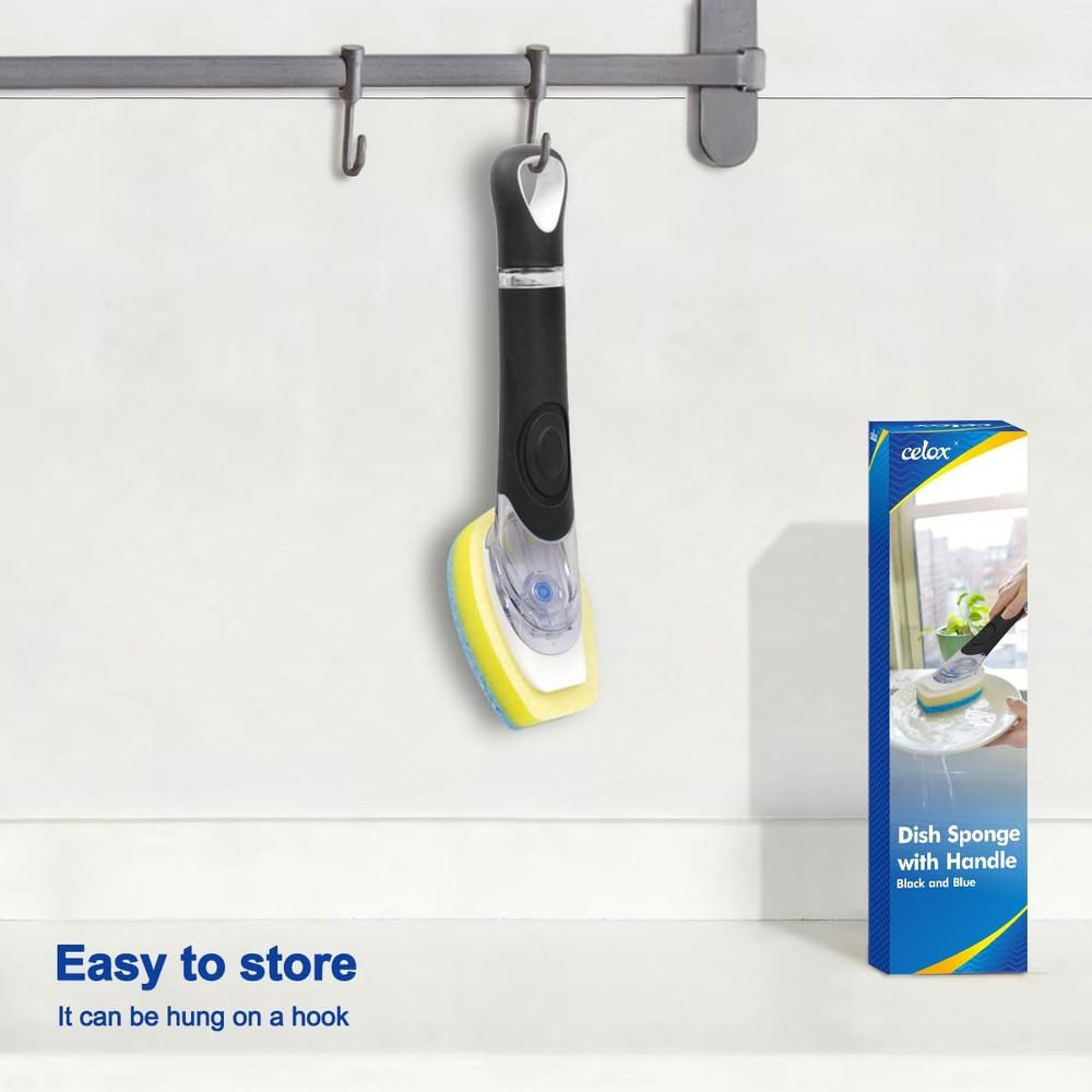 Dish Sponge with Handle, Soap Dispensing Dish Sponge