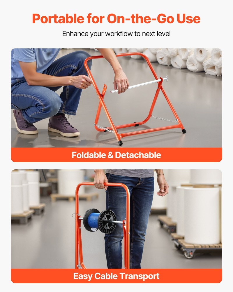 VEVOR Foldable Wire Spool Rack Cable Caddy for Electrical Industrial Retail