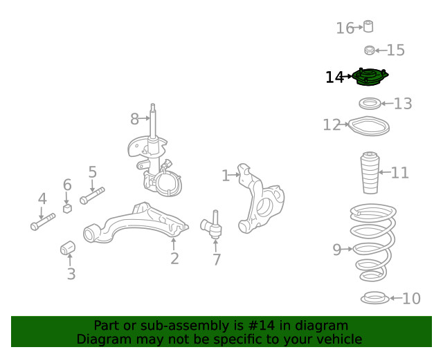 Genuine GM Front Suspension Strut Mount 88955401