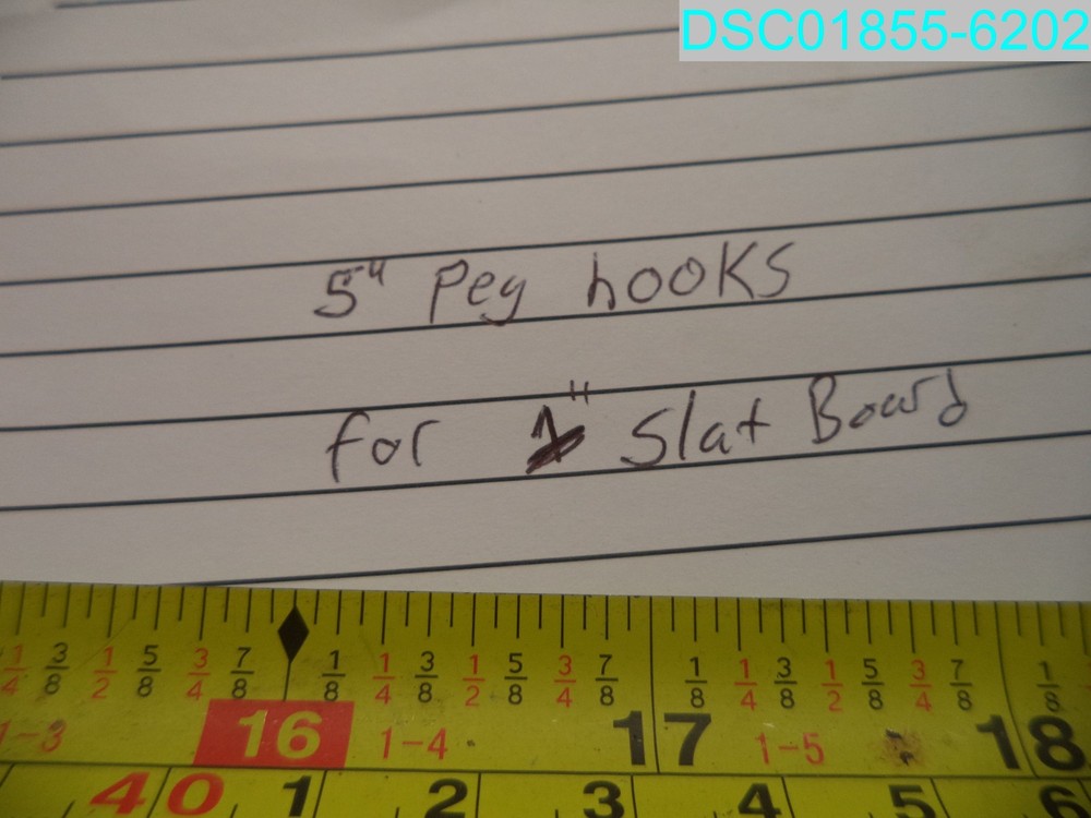 QTY=95: 5" Peg Hooks For 1" Slat Board