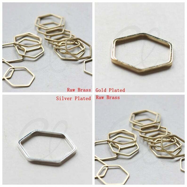 Brass Base Hexagon Frame - Ring - Link - No Hole 16x16mm (3456C)