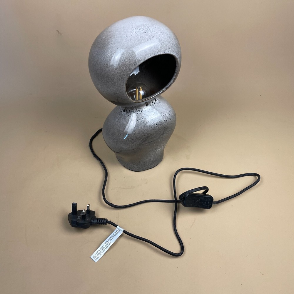 H&M Home Ceramic Grey Modern Lamp Bubble Rounded Shape Table Bedside Light