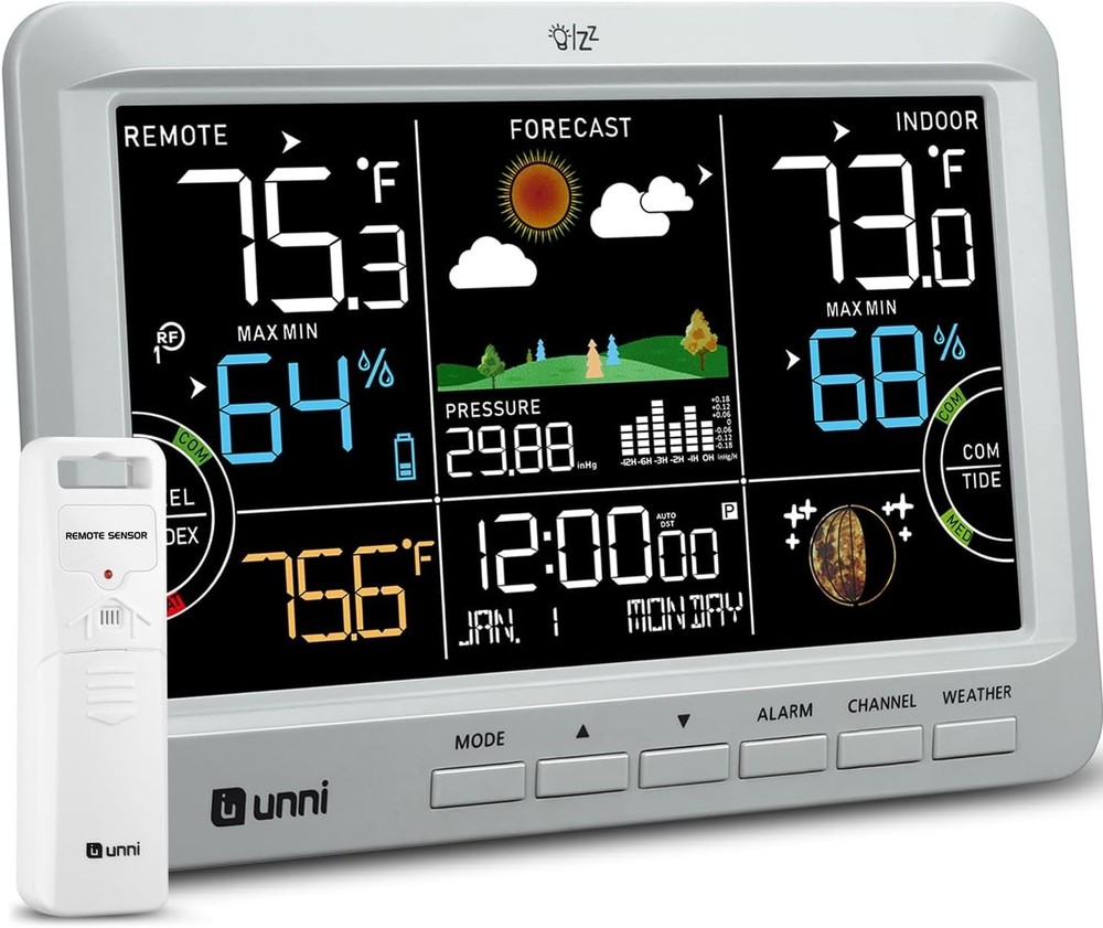 Compact Atomic Clock Weather Station with 330ft Wireless Range and Easy Setup