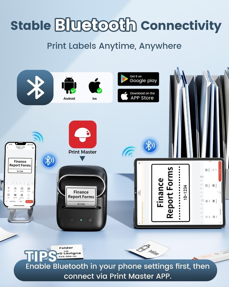 M108 2-Inch Bluetooth Label Maker - Portable Inkless Printer for All Projects
