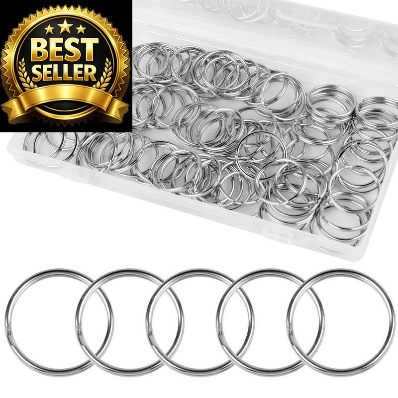 100PCS Split Key Rings Bulk for Keychain and Crafts 1”100Pack, silver