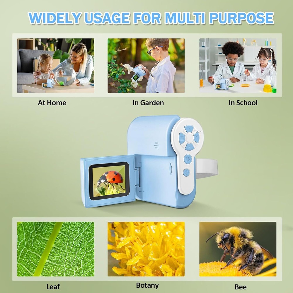 Microscope for Kids - 1000x Handheld Microscope with LED Lights 2'' LCD Screen