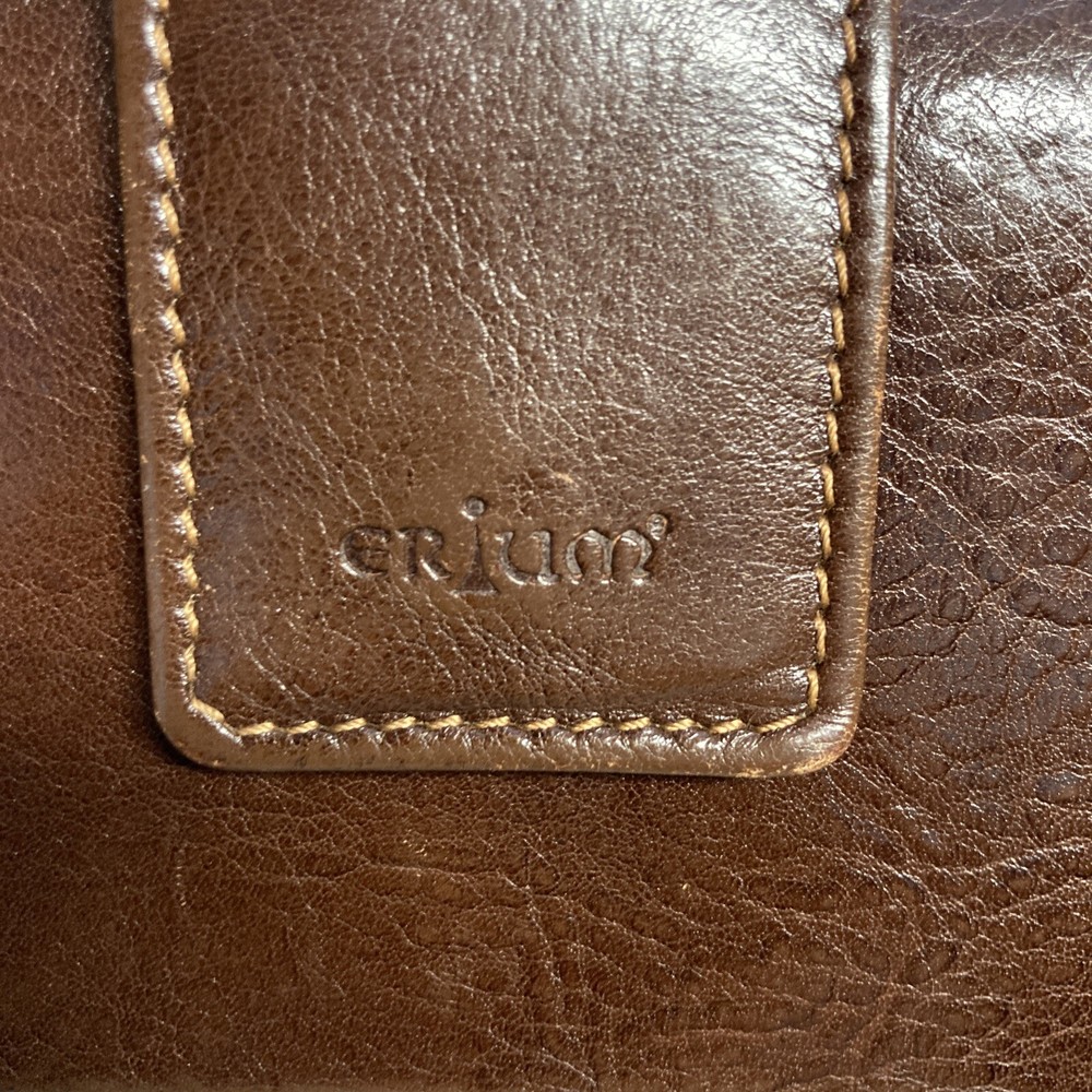 ERIUM Brown Leather Vintage Wallet Check book Organizer