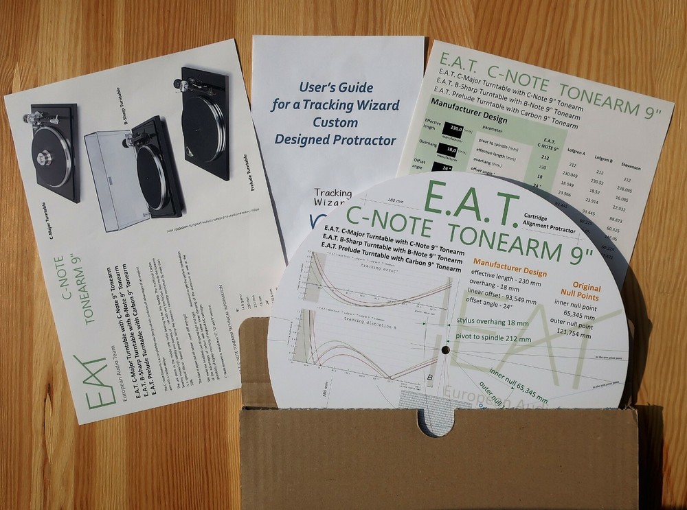 E.A.T. C-Major/B-Sharp/Prelude/C-Note 9" Tonearm Cartridge Alignment Protractor