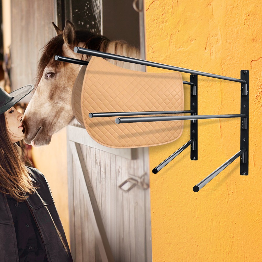 Wall Mounted Saddle Rack Three Tiers Swing Out Saddle Pad Holder
