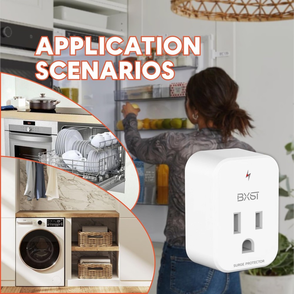 BXST Single Outlet Surge Protector for Refrigerator Small Wall 120V-1 Pack
