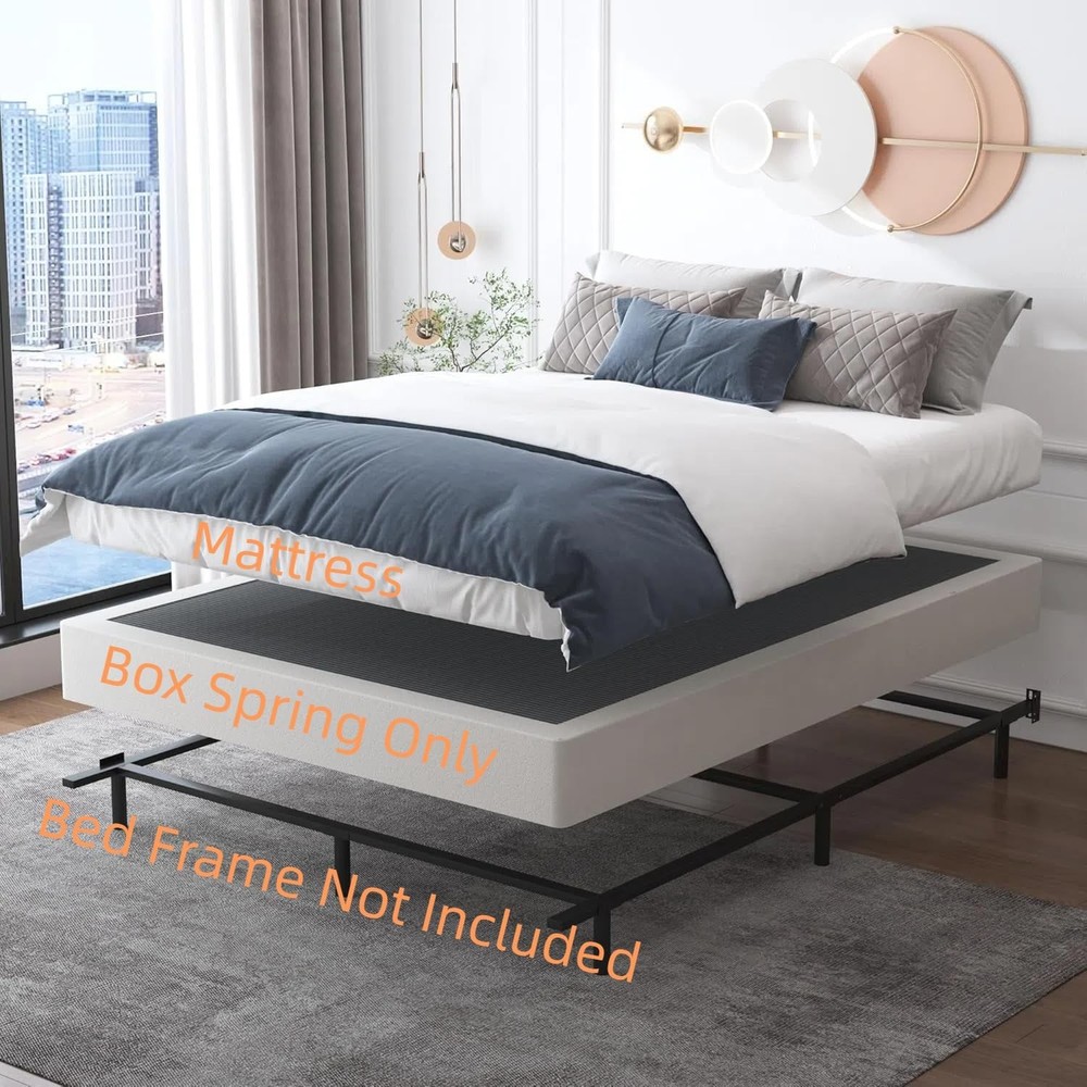 Queen Size Box Spring 7 Inch,Heavy Duty Queen Box Spring,Sturdy Metal Frame w...