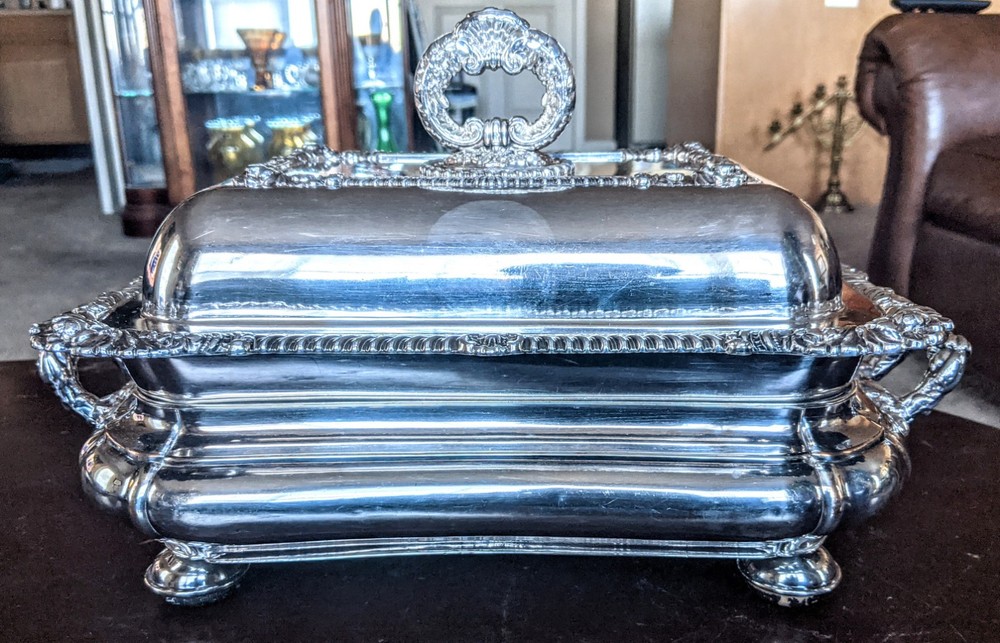 19thc Georgian Old Sheffield Plate 3 Piece Entree Covered Warming Server Dish