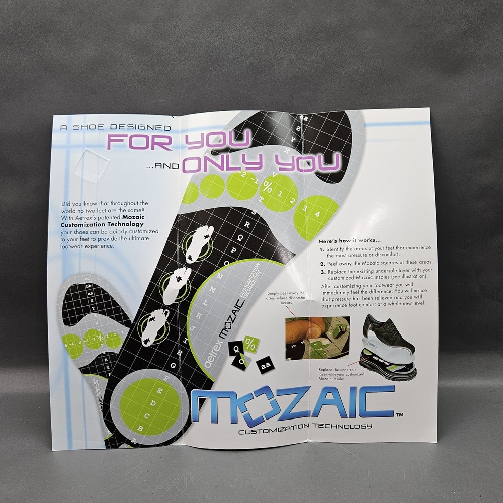 Aetrex Mozaic Customizable Insoles Orthotic Insert Foam Comfort Size EE 12.5"