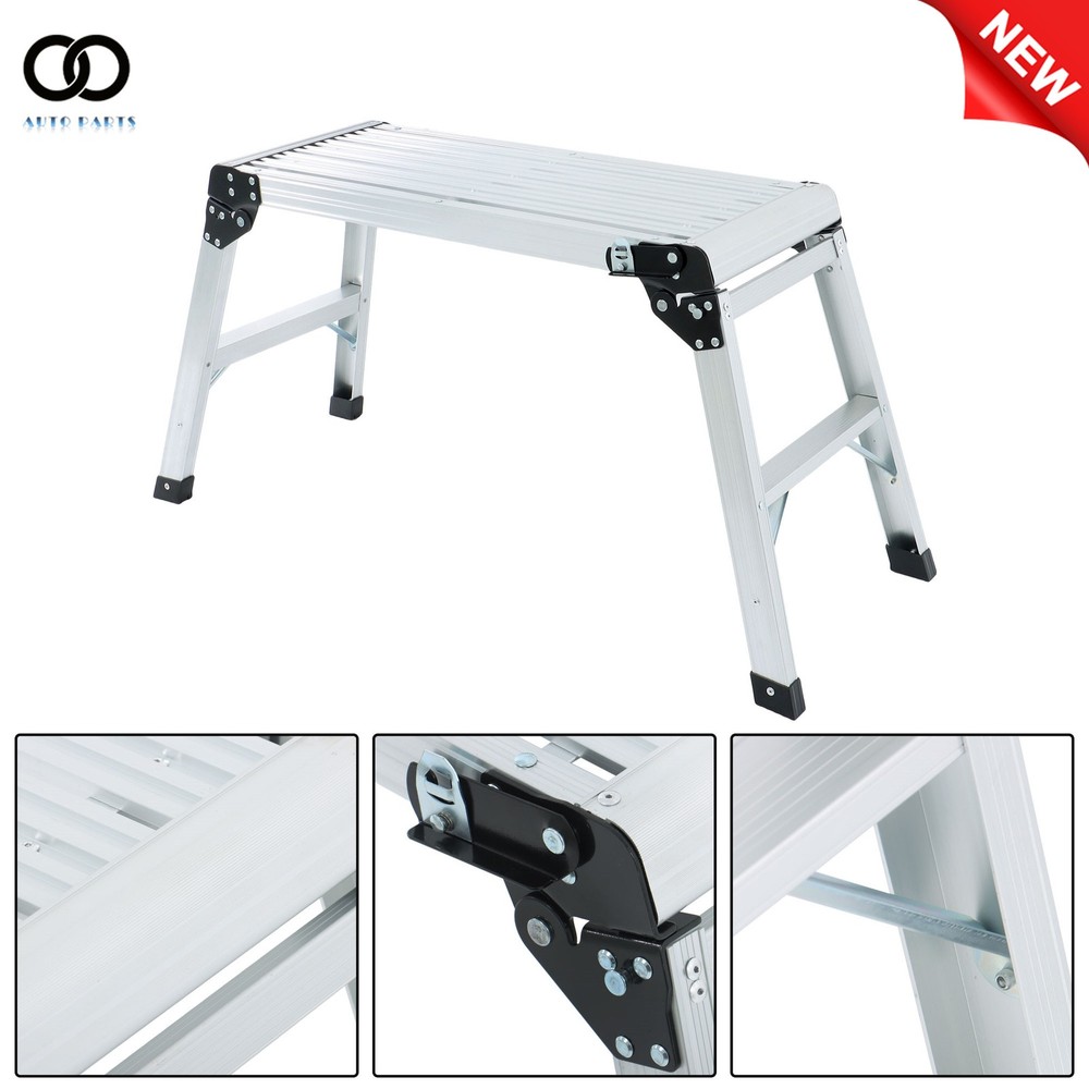 Aluminum Step Stool Folding Work Platform 330lbs Drywall Ladder Non-slip