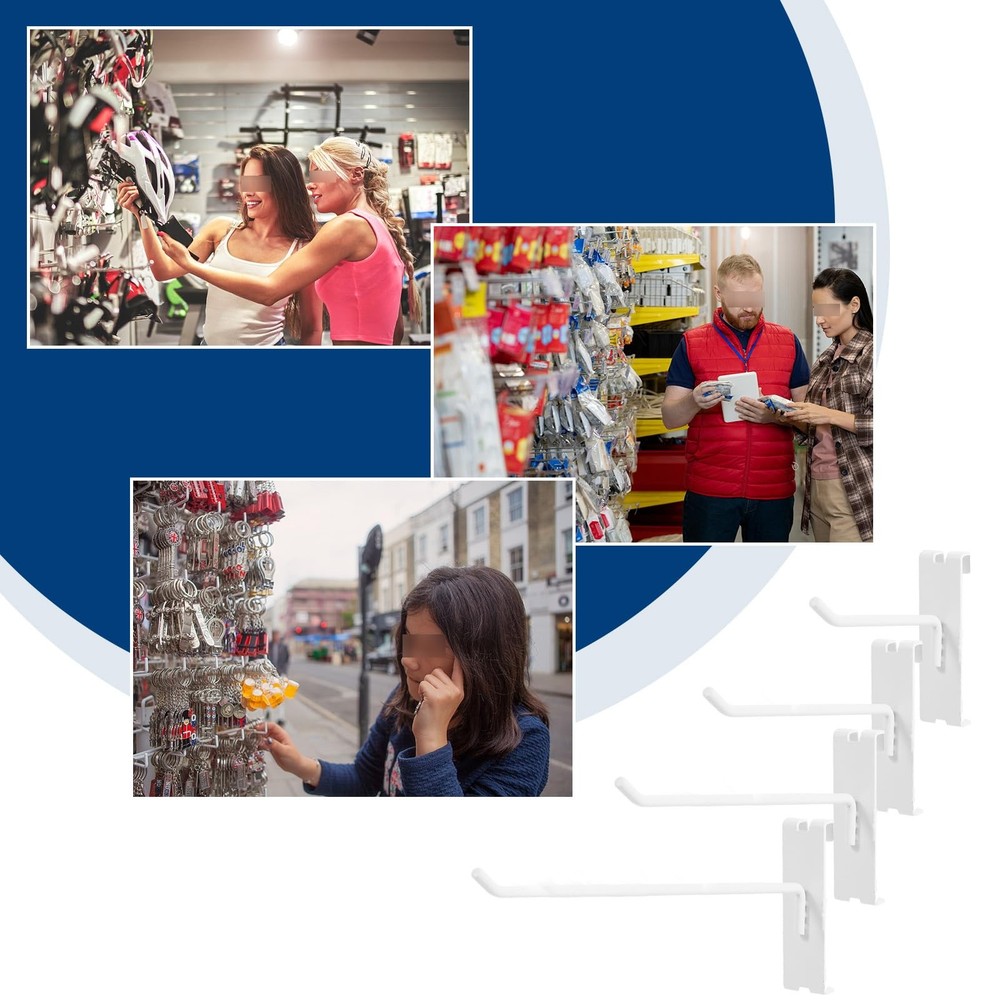 96 PCS Heavy Duty 6 Inch Gridwall Grid Panel Hooks White Retail Display