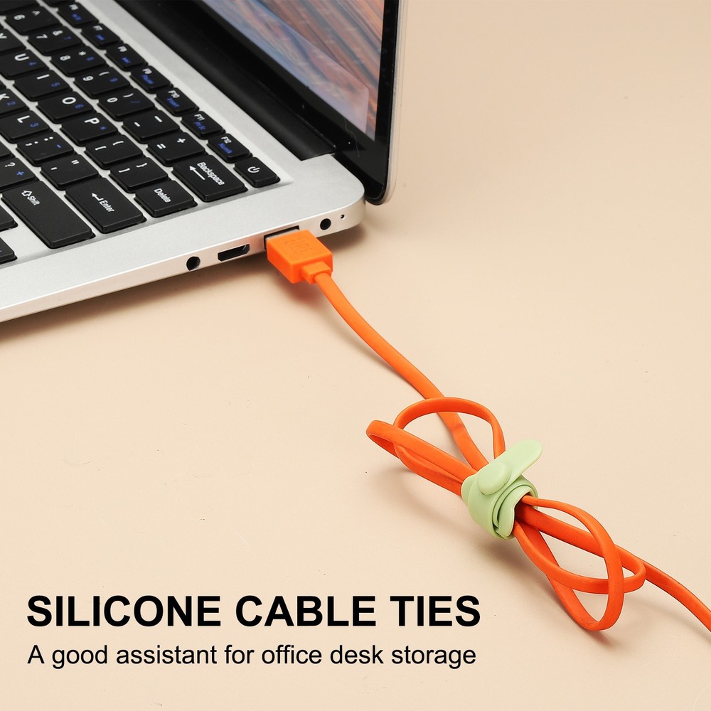 30Pcs Silicone Cable Ties, Cord Management Organizer, White