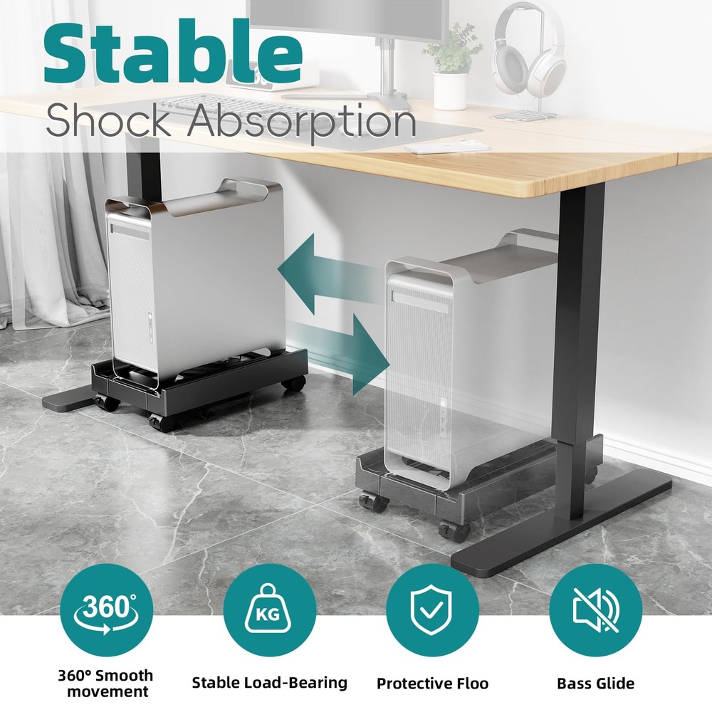 CABTE Adjustable Computer Tower Stand, Mobile CPU Stand with 4 Standard model