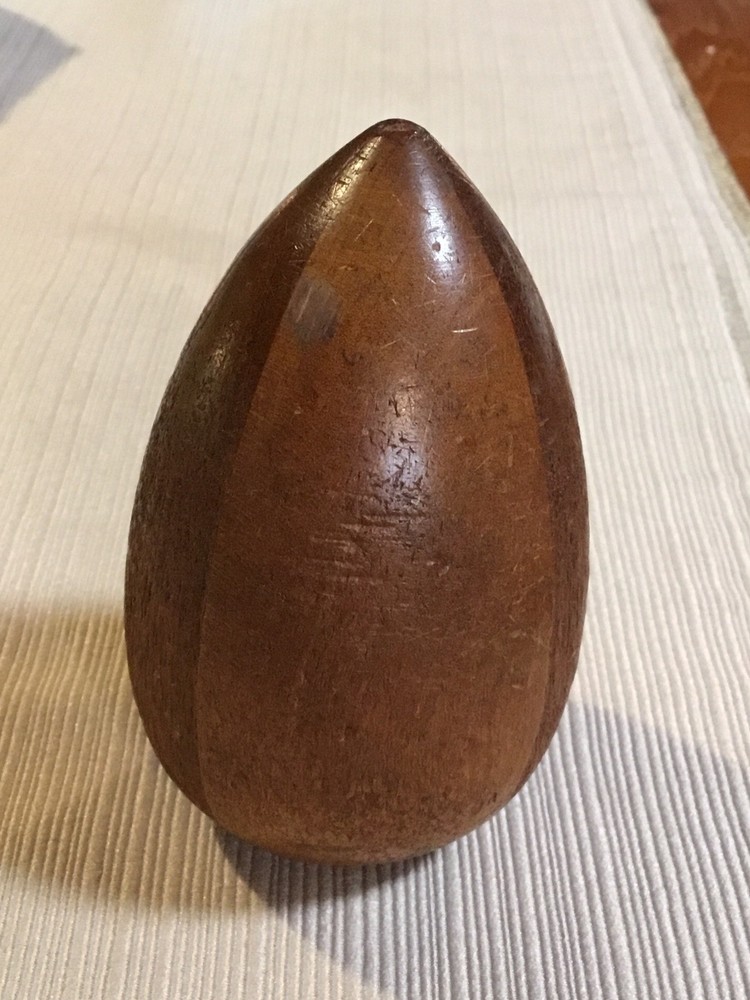 Vintage Wooden Darning Egg Sewing Tool 2 Tone Color Pattern