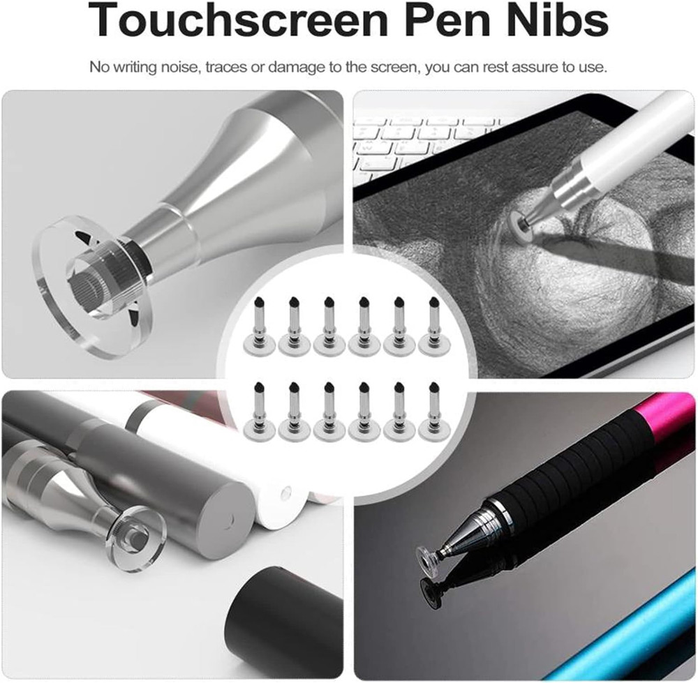 12Pcs Silver Universal Stylus Replacement Disc Tips round Shape Replaceable for