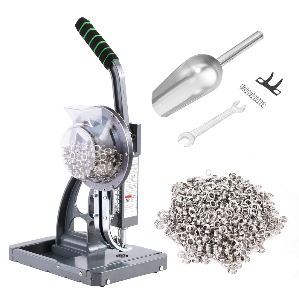 Grommet Machine Eyelet Hand Press Tool with 2000 Pcs Silver Grommets 3/8”Size