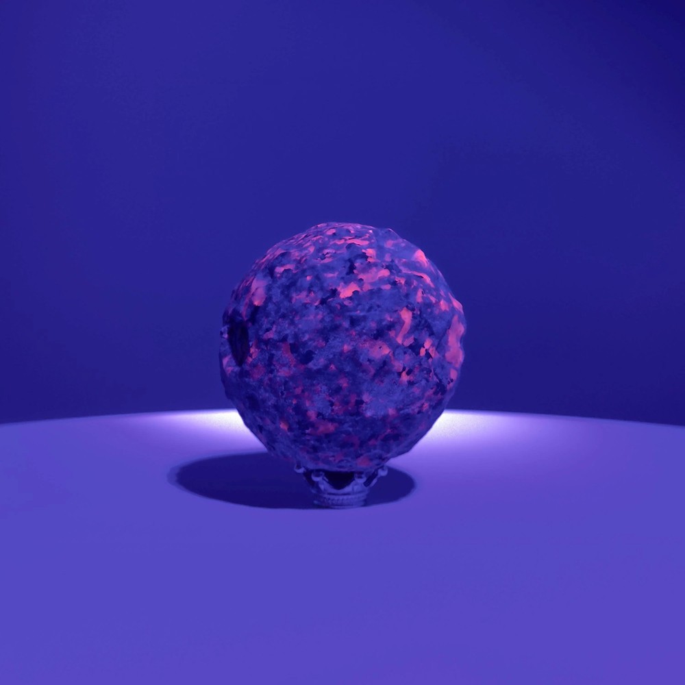 Yooperlite Moon Sphere (Includes Silver Stand), UV Reactive