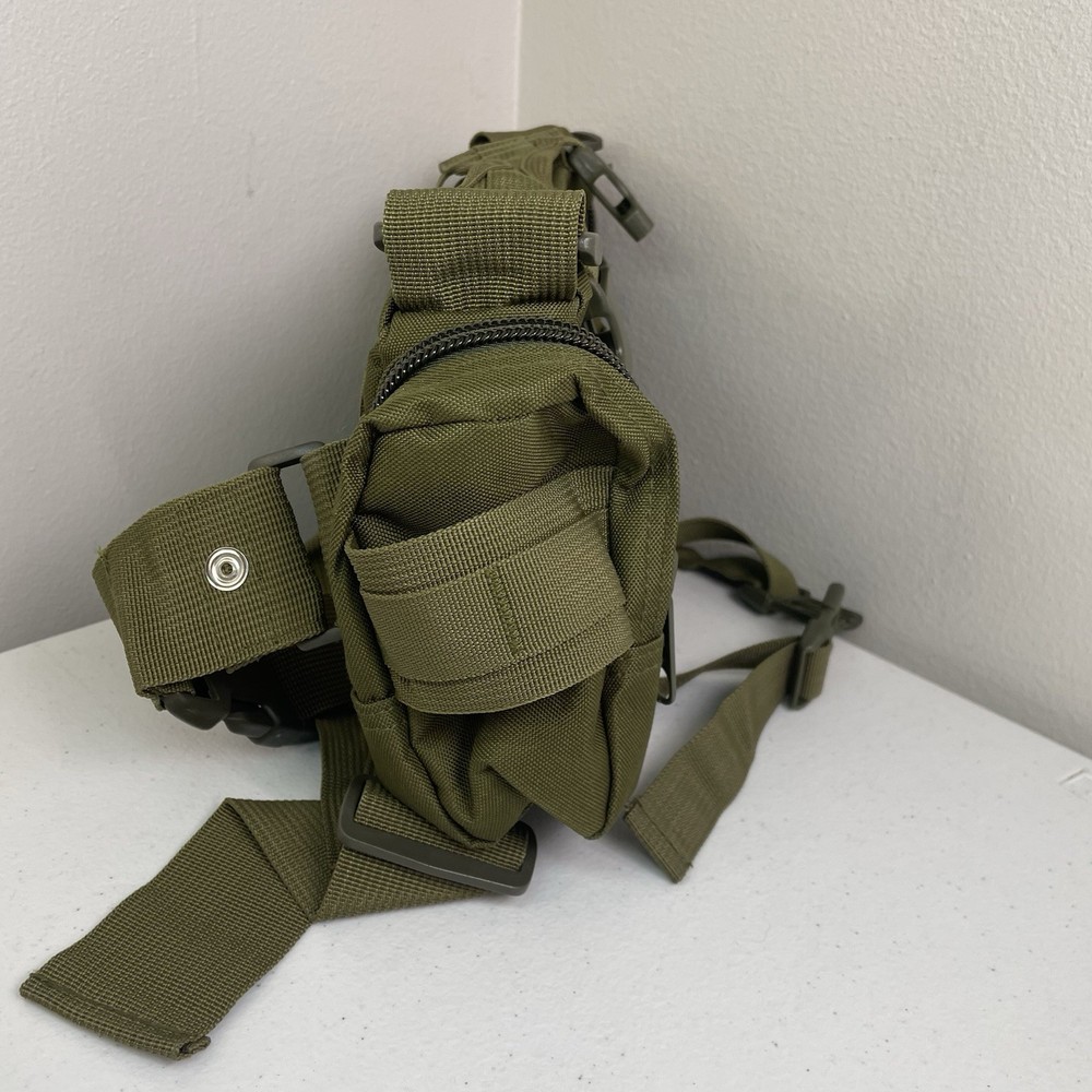Tactical Bag Olive Green 13”x7” Shoulder Or Hip Multi Pockets Deployment Modular