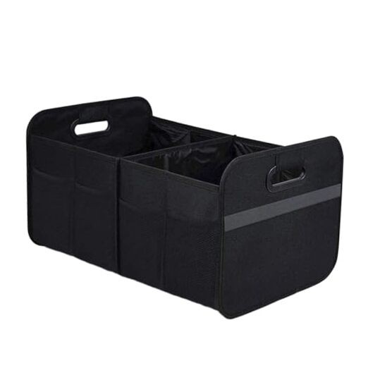 Car Trunk Organizer, Collapsible Multi-Compartment Auto Storage Box with Black