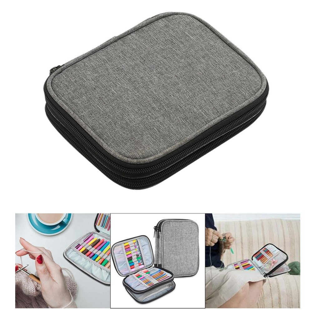 Crochet Hook Case Storage Organizer Bag Pockets for Various Sewing