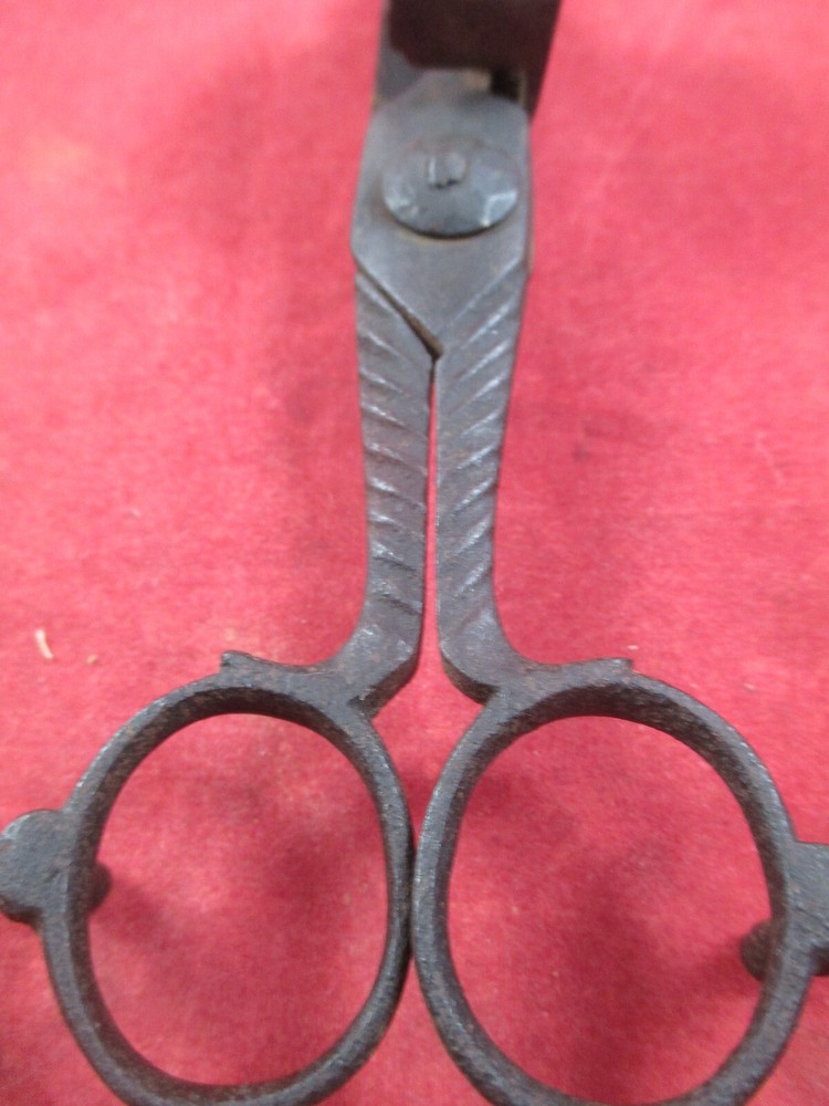 Antique Iron Candle / Wick Cutter / Scissors Tool spring loaded hand made.