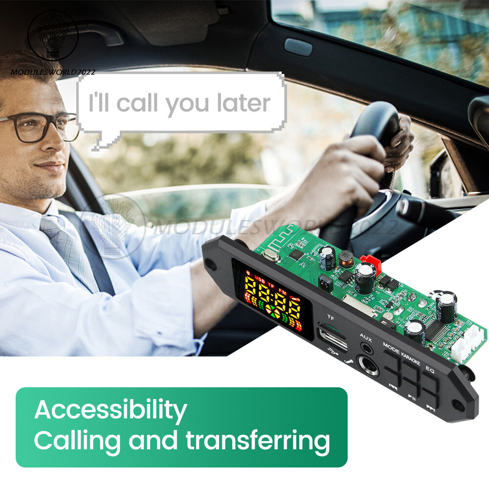 DIY MP3 Decoder Board 2*40W DC7-24V Car MP3 Player Microphone FM Radio Module