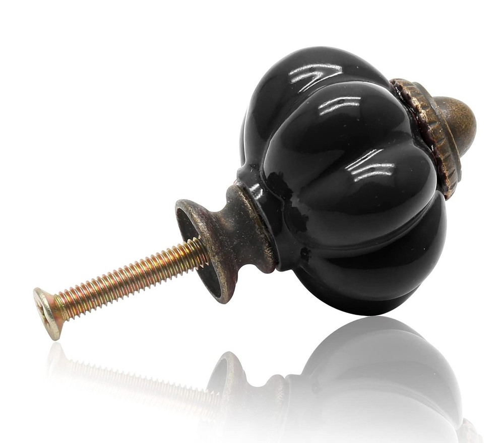 12pcs Black Vintage Ceramic Cabinet Knobs and Drawer Pulls with Mounting Screws