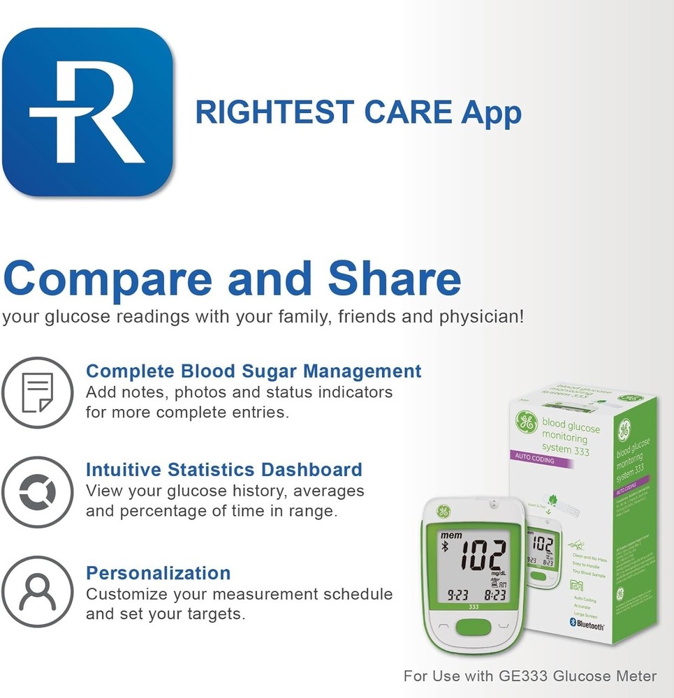 Blood Glucose Test Strips | 50-Count Pack |Gold Electrodes|Patented Test