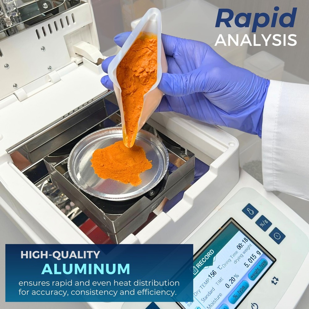 Aluminum Sample Pans for Moisture Analyzer (50 Pack) 90mm Round Lab Trays,...